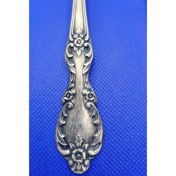 Antique  Wm Rogers Mfg Extra Plate Silver Large Serving Fork 9" W Small Spoon - Picture 2 of 9